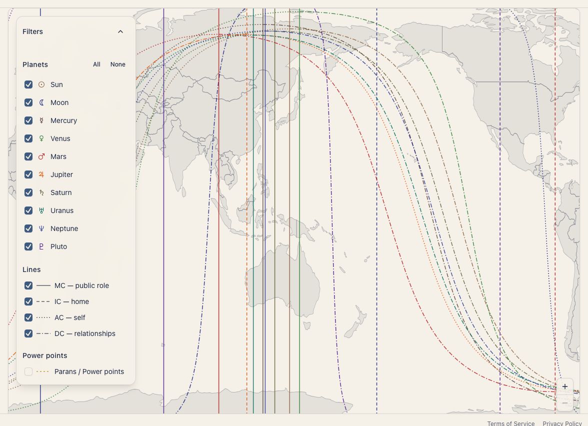 Astromap line filters and map