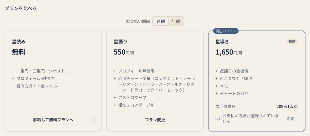 プラン別の機能と料金