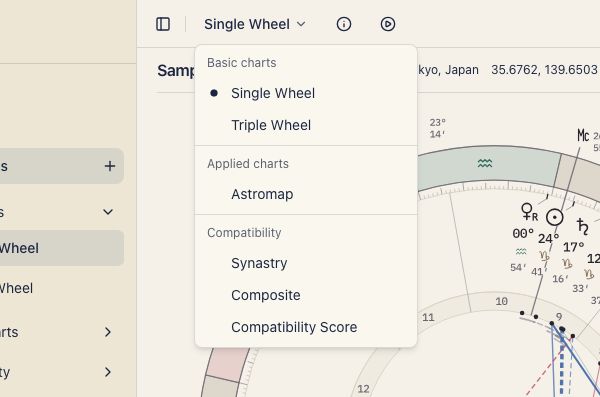 Menu for switching chart types