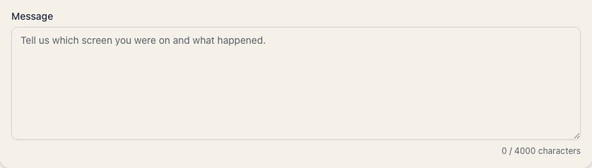 Message fields on the contact form