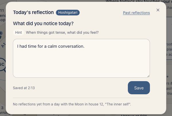 Dialog for writing today's reflection