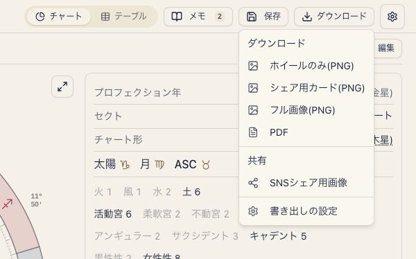 一重円の書き出し形式メニュー
